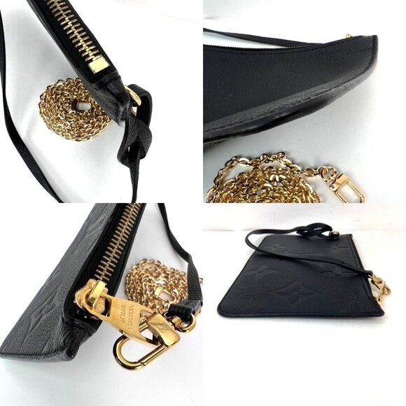 LOUIS VUITTON Pochette Black Leather Giant Monogram Crossbody from Neverfull - Picture 3 of 11